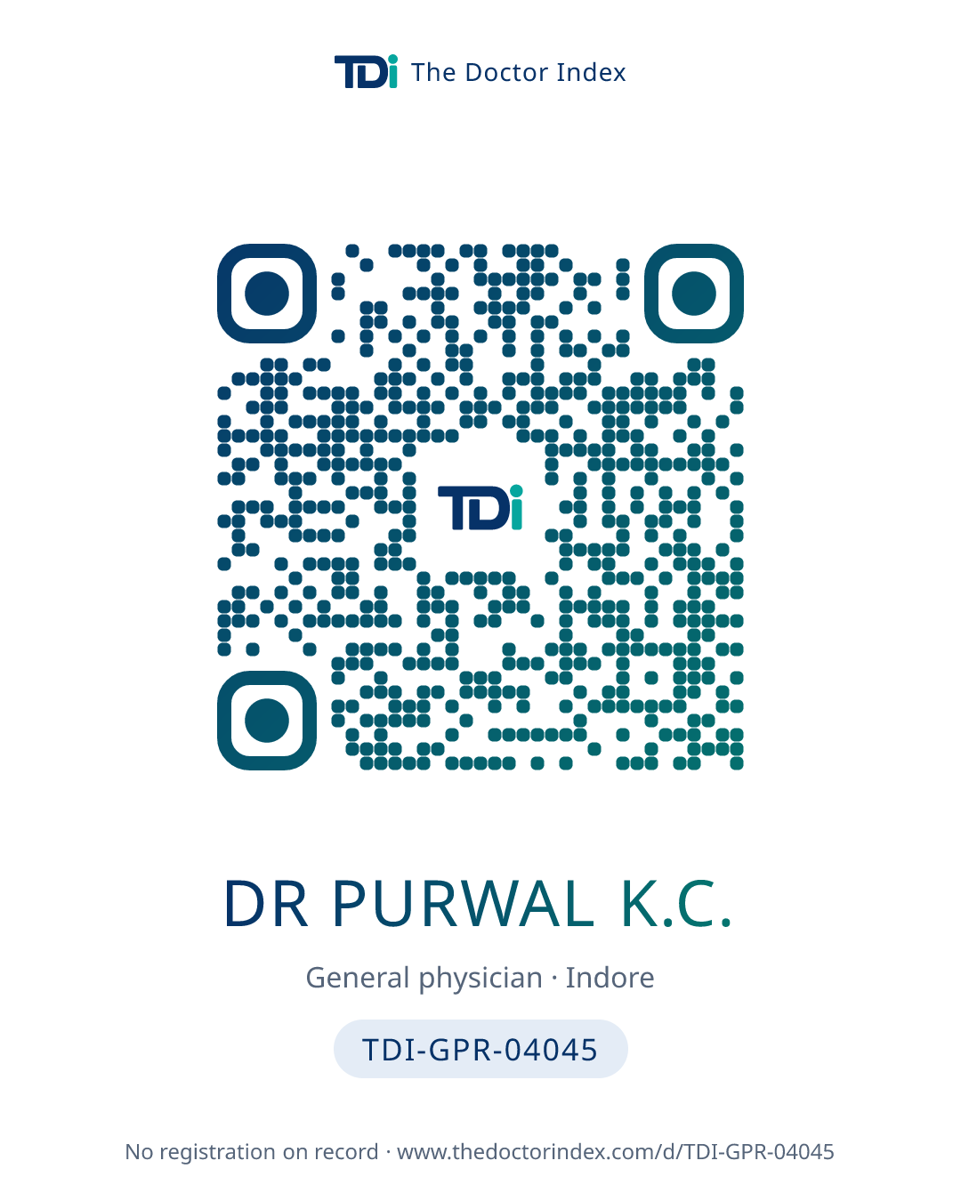 QR card for Dr Purwal K.C., TDI-GPR-04045