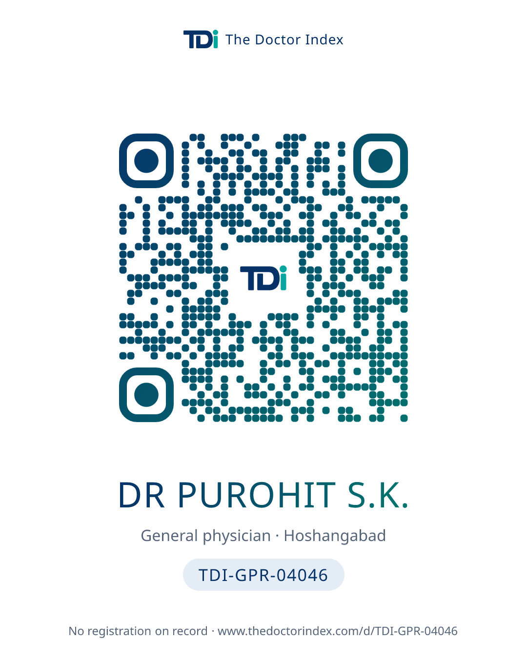 QR card for Dr Purohit S.K., TDI-GPR-04046