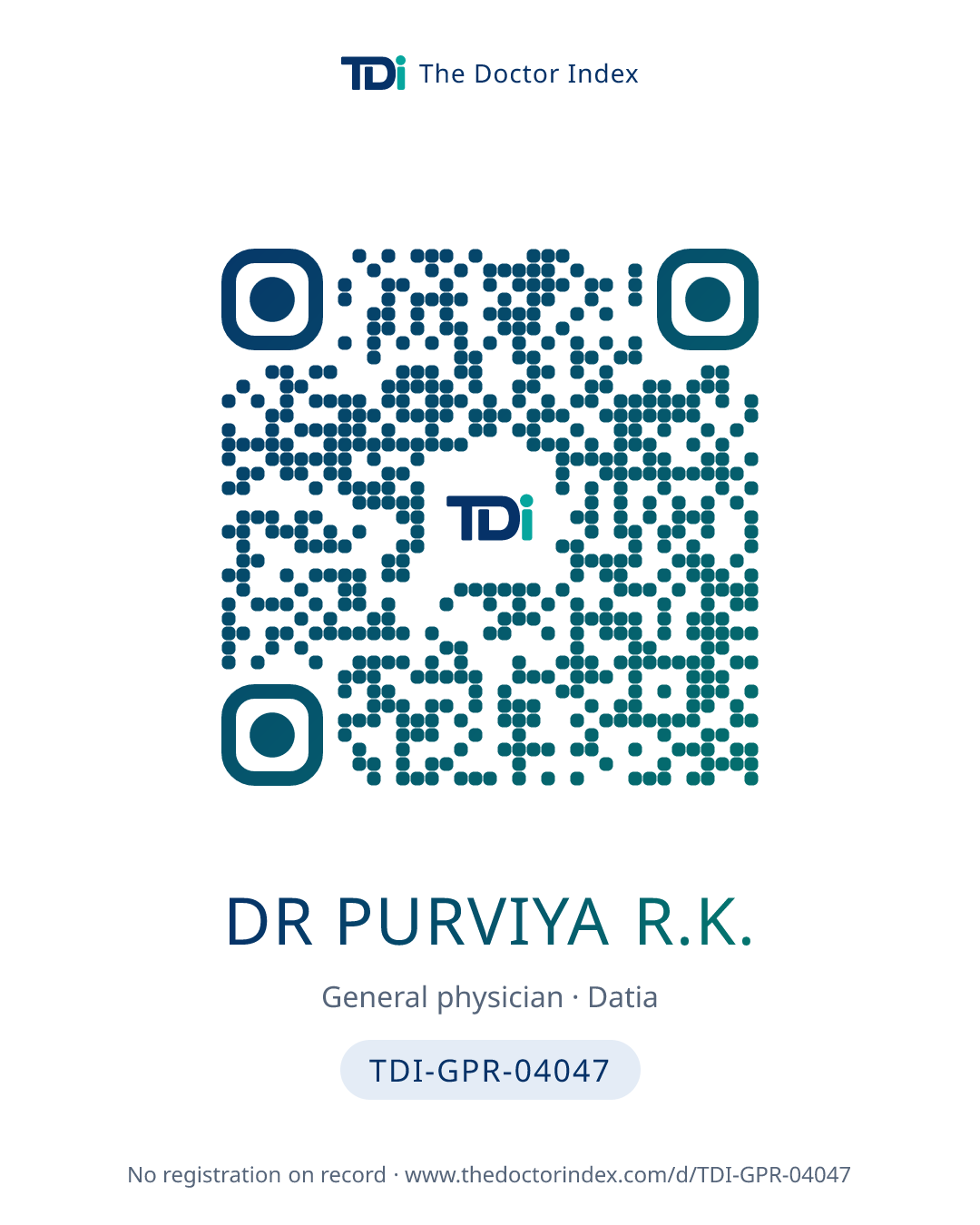 QR card for Dr Purviya R.K., TDI-GPR-04047