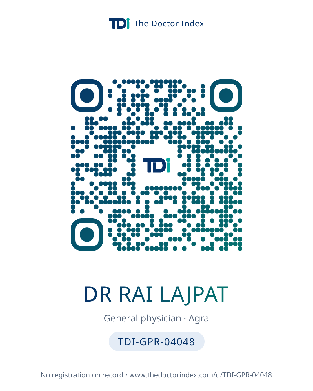 QR card for Dr Rai Lajpat, TDI-GPR-04048