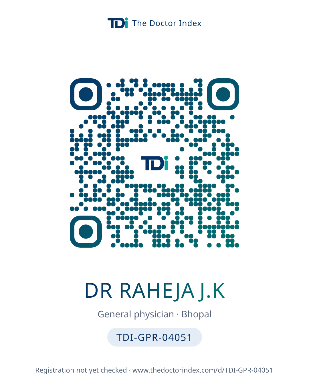 QR card for Dr Raheja J.K, TDI-GPR-04051