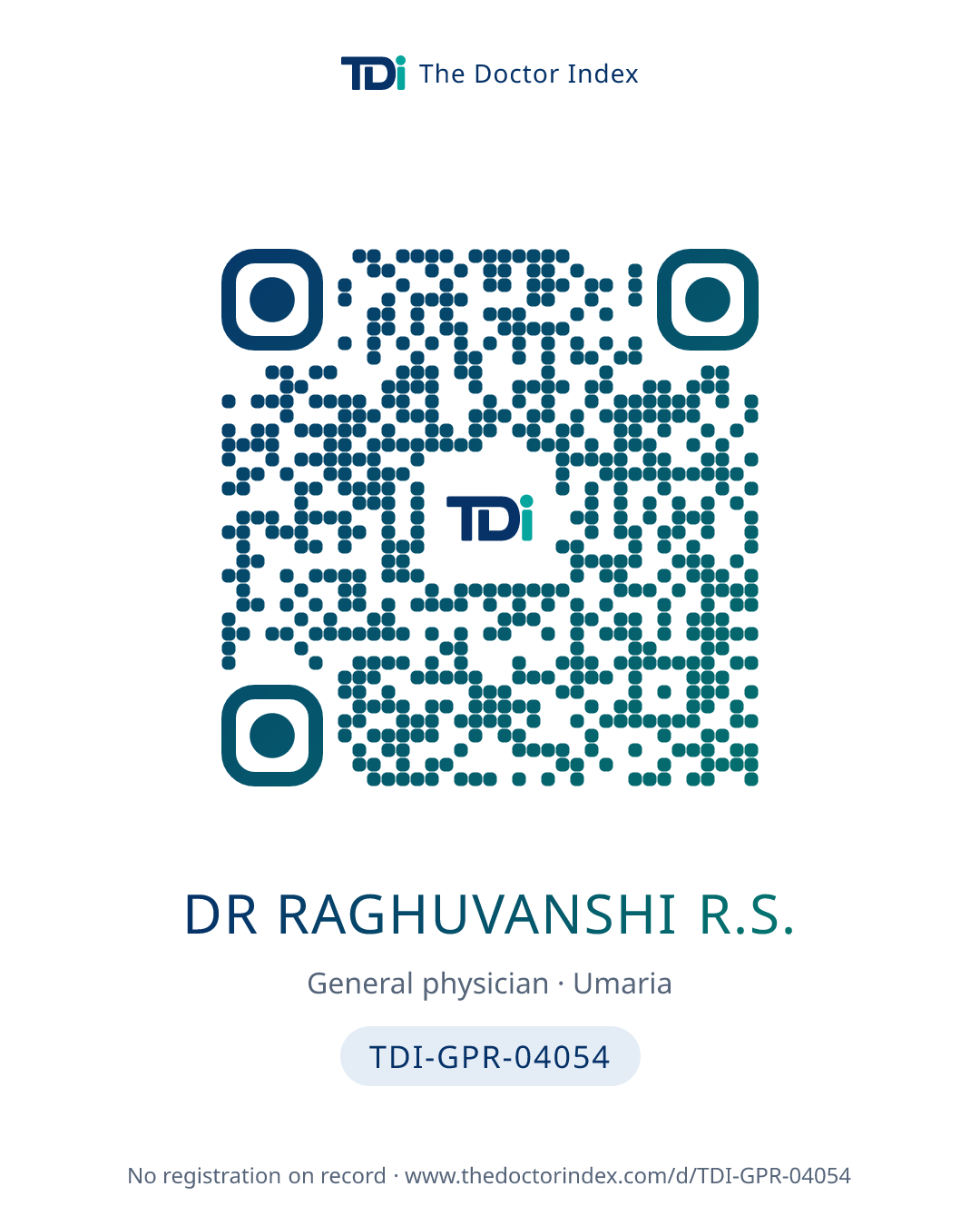 QR card for Dr Raghuvanshi R.S., TDI-GPR-04054