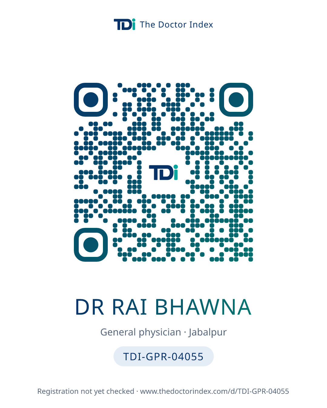 QR card for Dr Rai Bhawna, TDI-GPR-04055