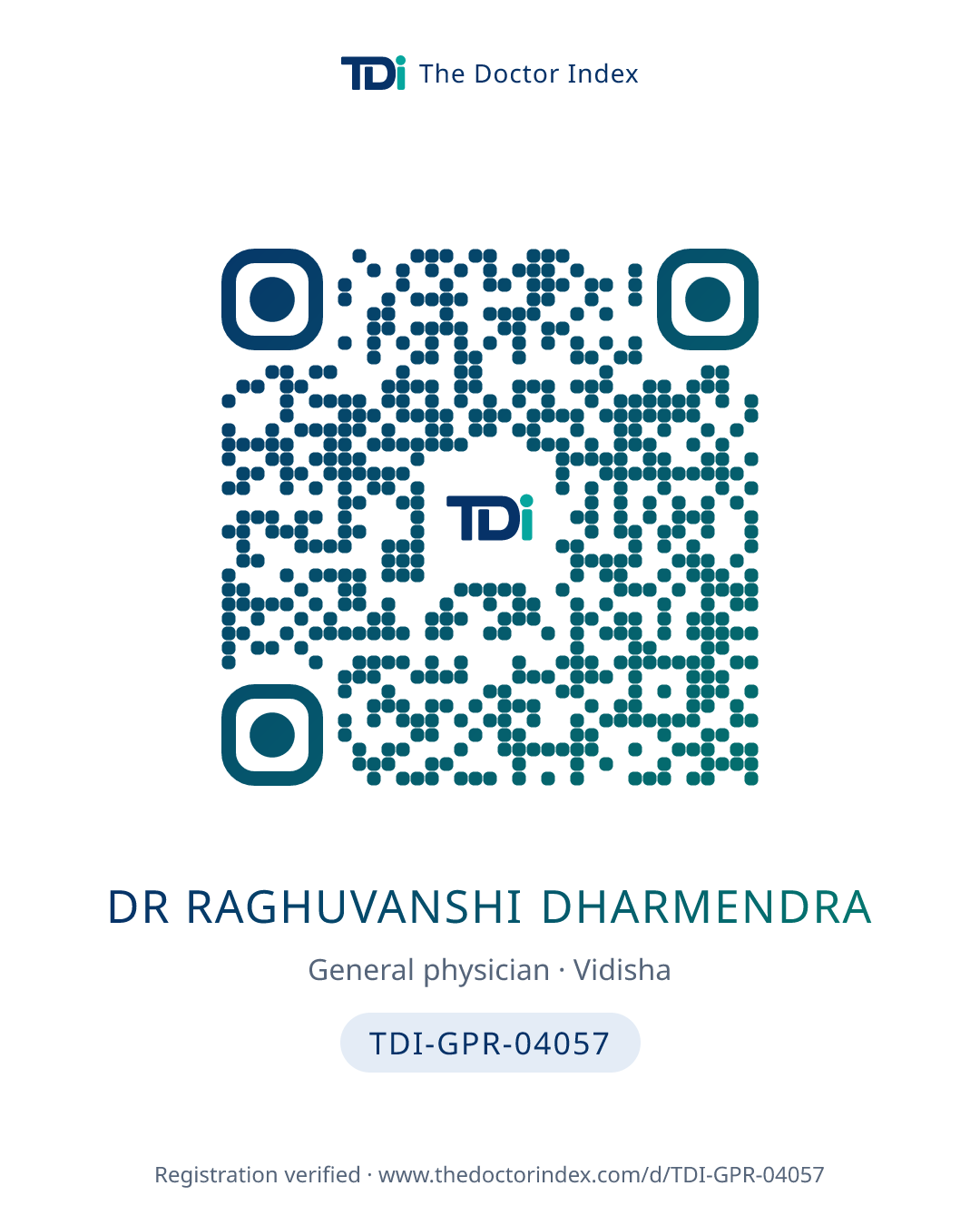 QR card for Dr Raghuvanshi Dharmendra, TDI-GPR-04057