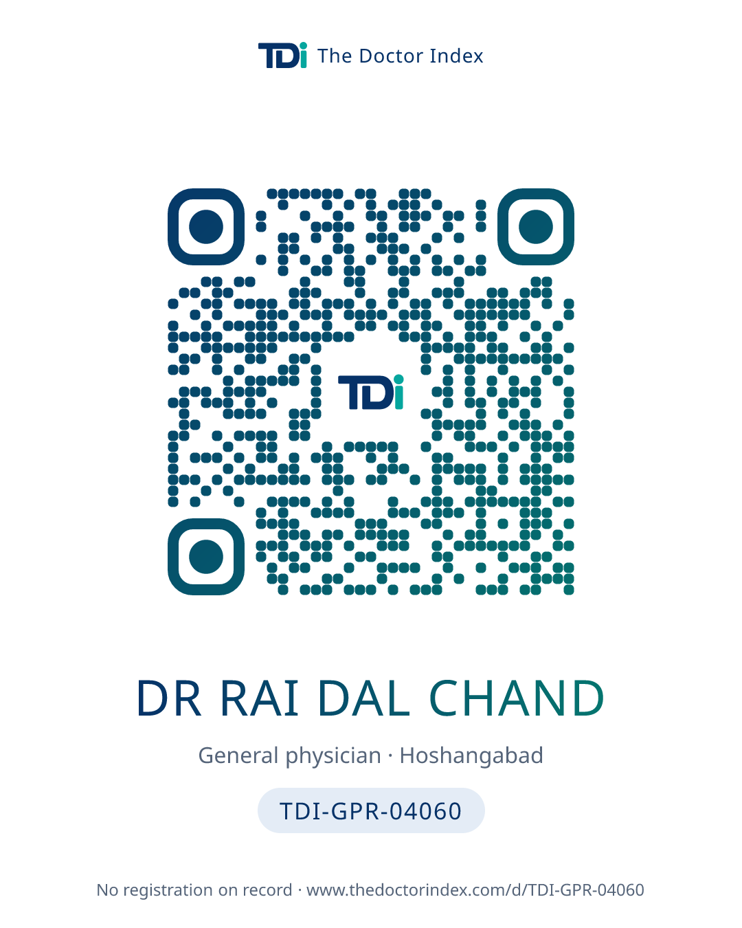 QR card for Dr Rai Dal Chand, TDI-GPR-04060