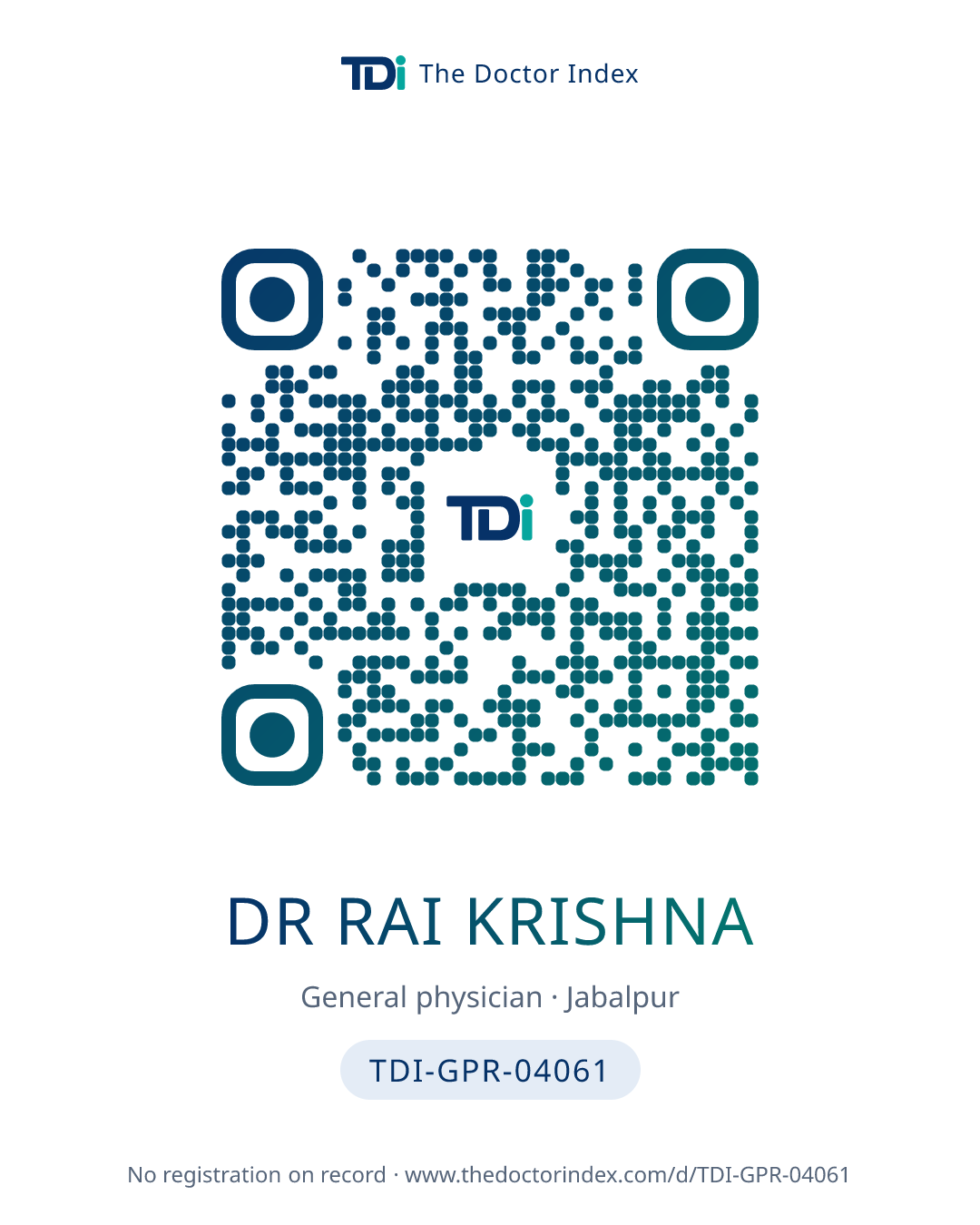 QR card for Dr Rai Krishna, TDI-GPR-04061