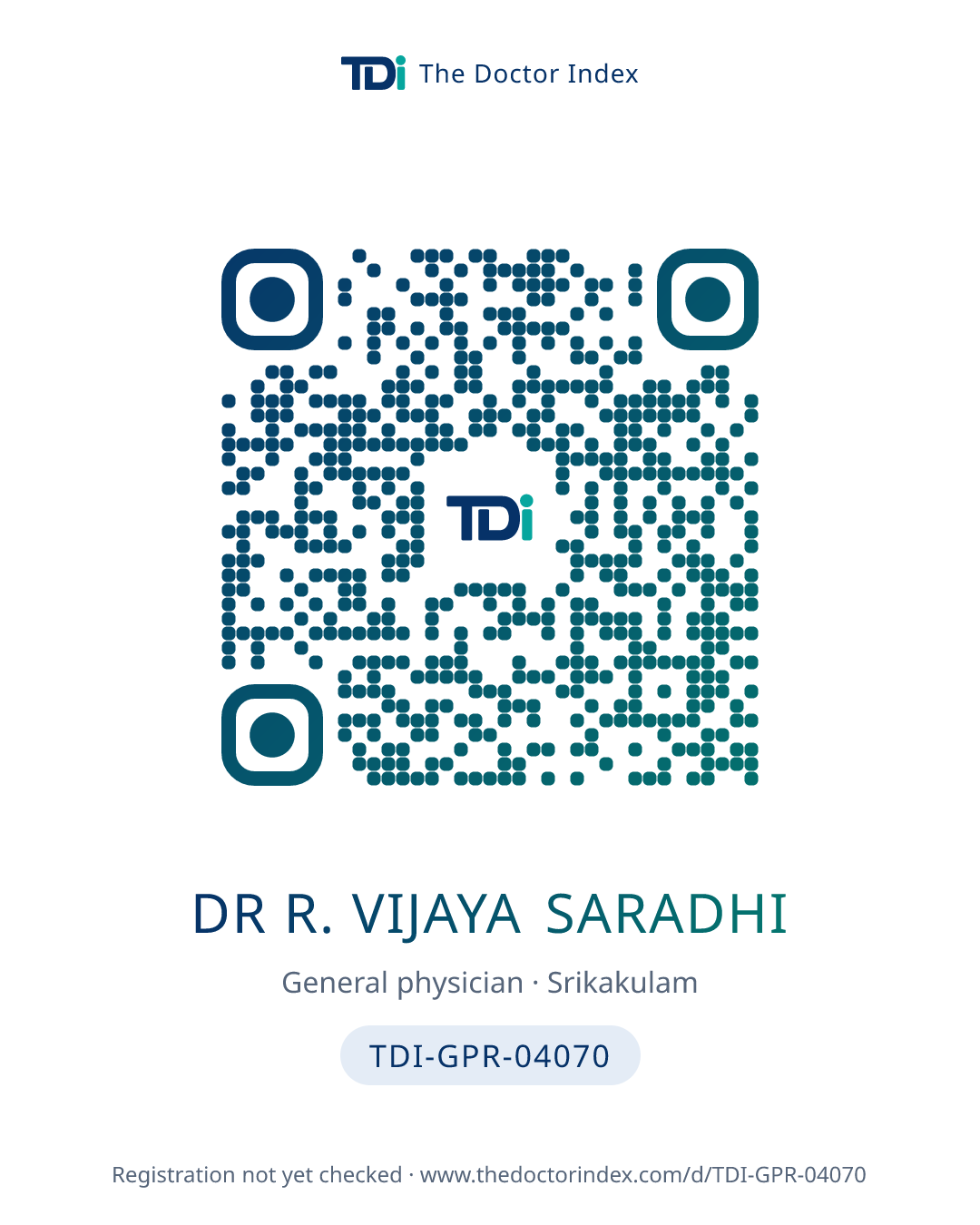 QR card for Dr R. Vijaya Saradhi, TDI-GPR-04070
