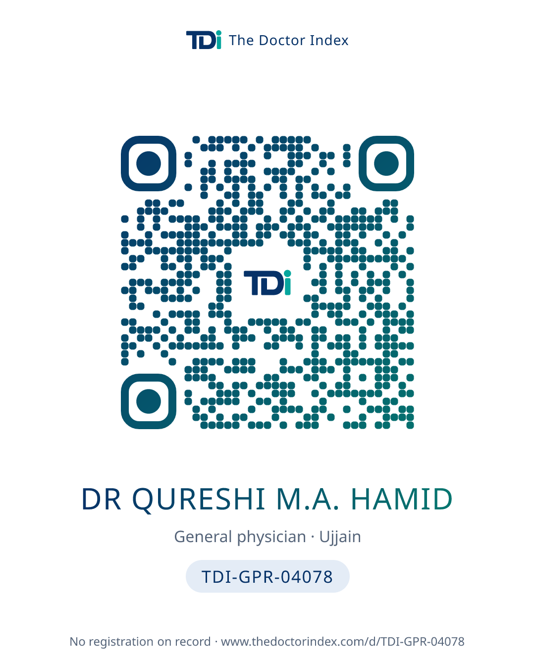 QR card for Dr Qureshi M.A. Hamid, TDI-GPR-04078