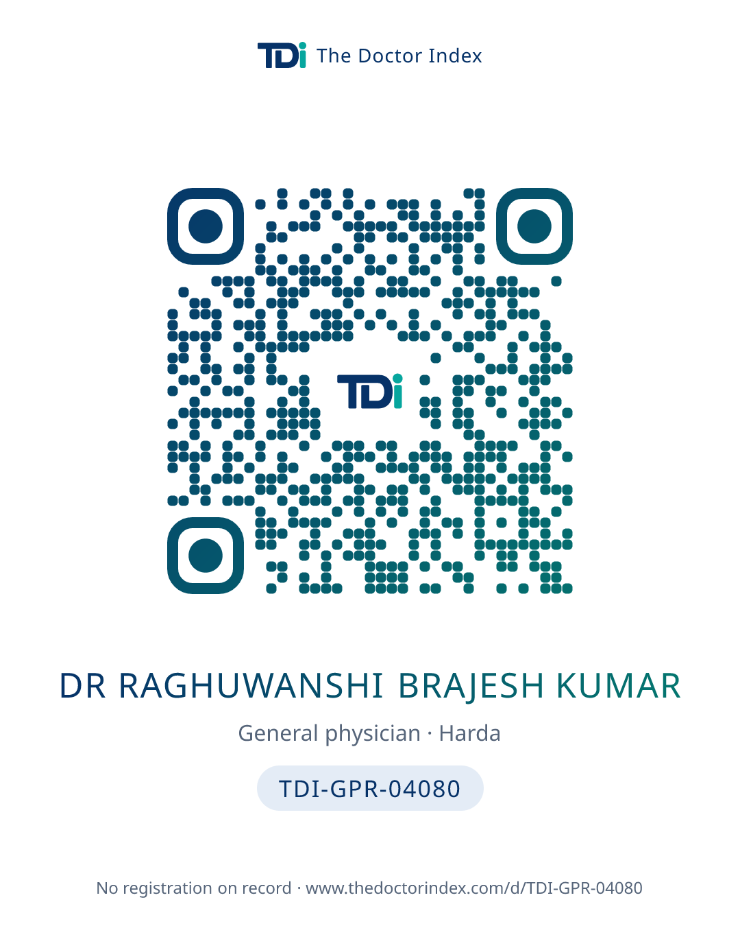 QR card for Dr Raghuwanshi Brajesh Kumar, TDI-GPR-04080