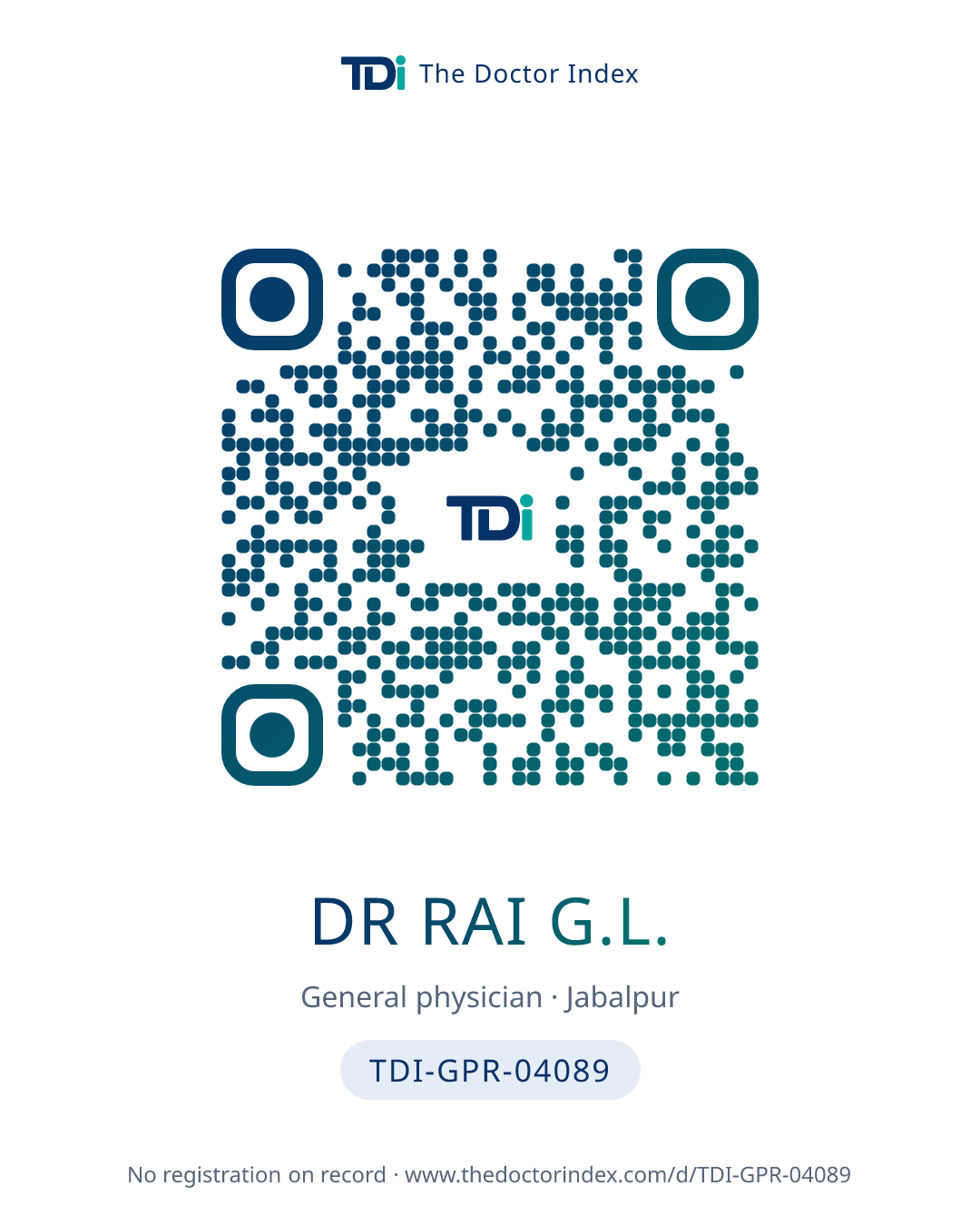 QR card for Dr Rai G.L., TDI-GPR-04089