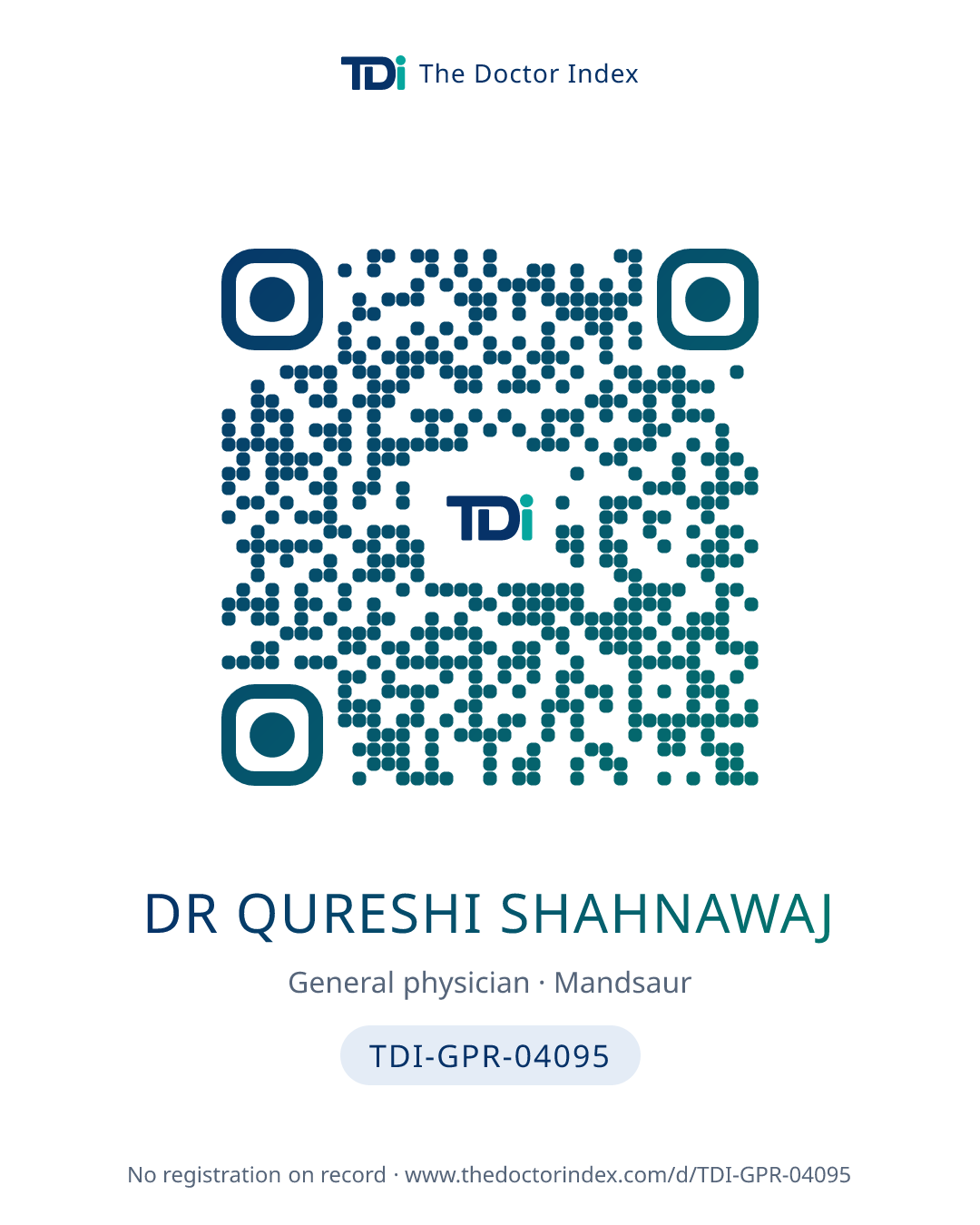 QR card for Dr Qureshi Shahnawaj, TDI-GPR-04095