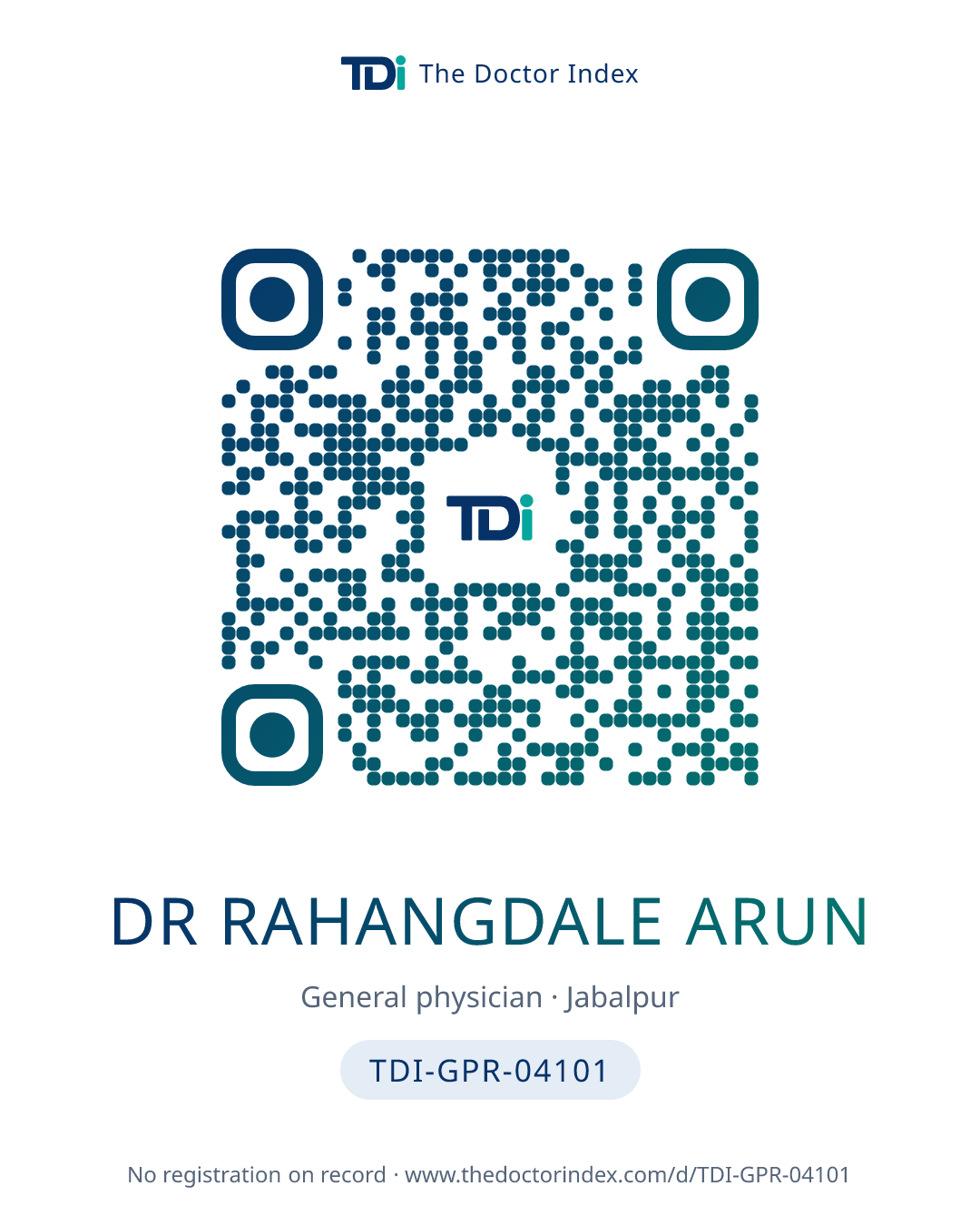 QR card for Dr Rahangdale Arun, TDI-GPR-04101