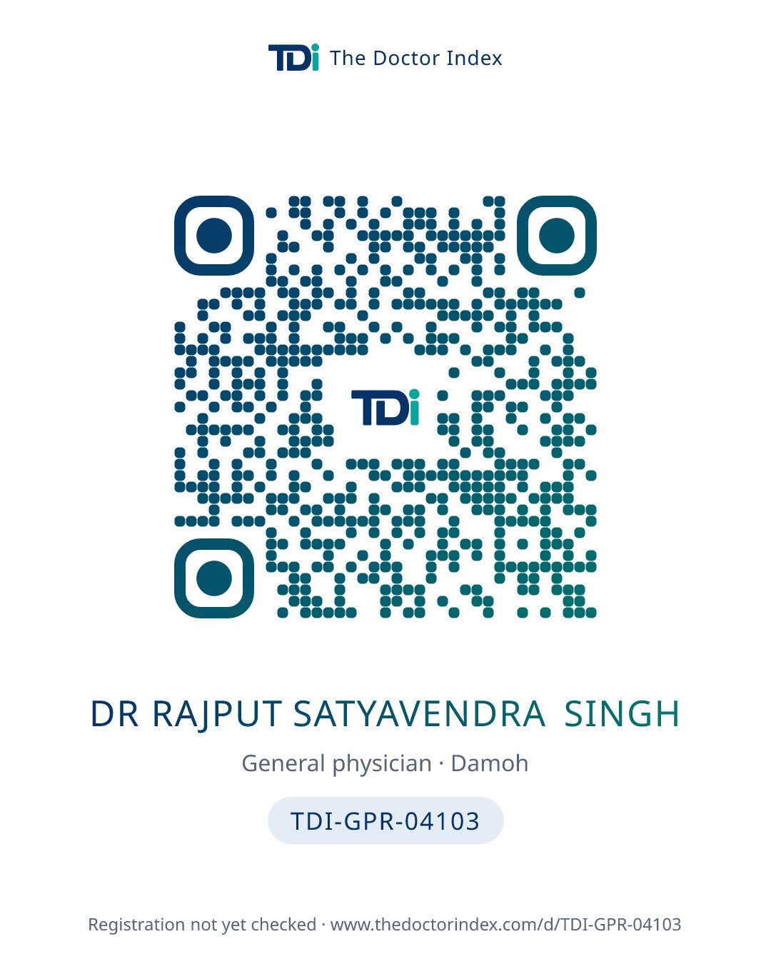 QR card for Dr Rajput Satyavendra Singh, TDI-GPR-04103