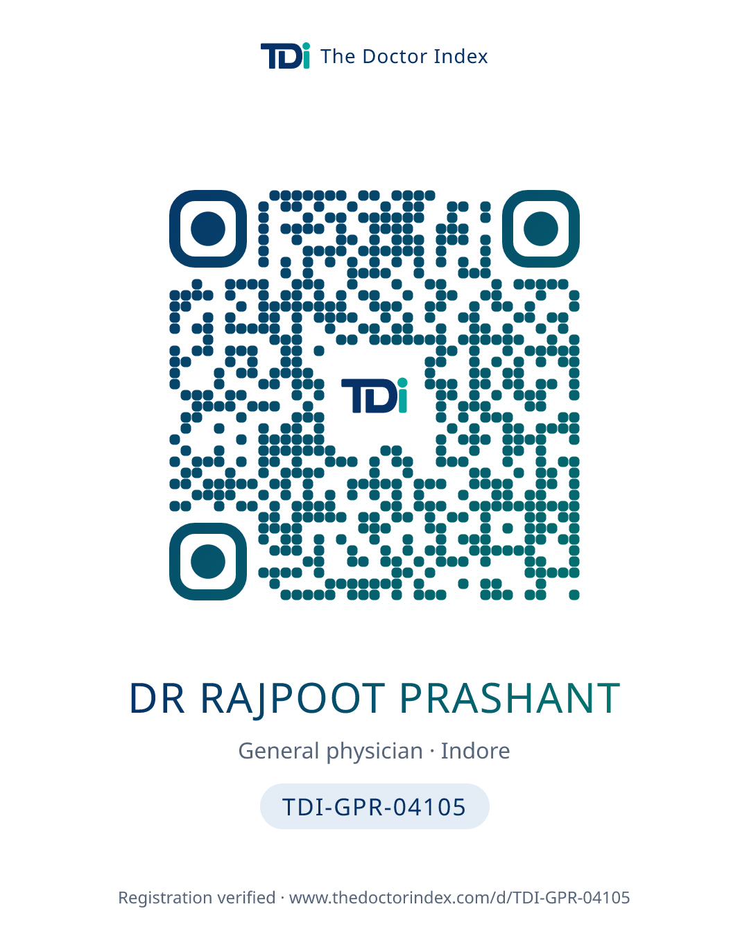 QR card for Dr Rajpoot Prashant, TDI-GPR-04105