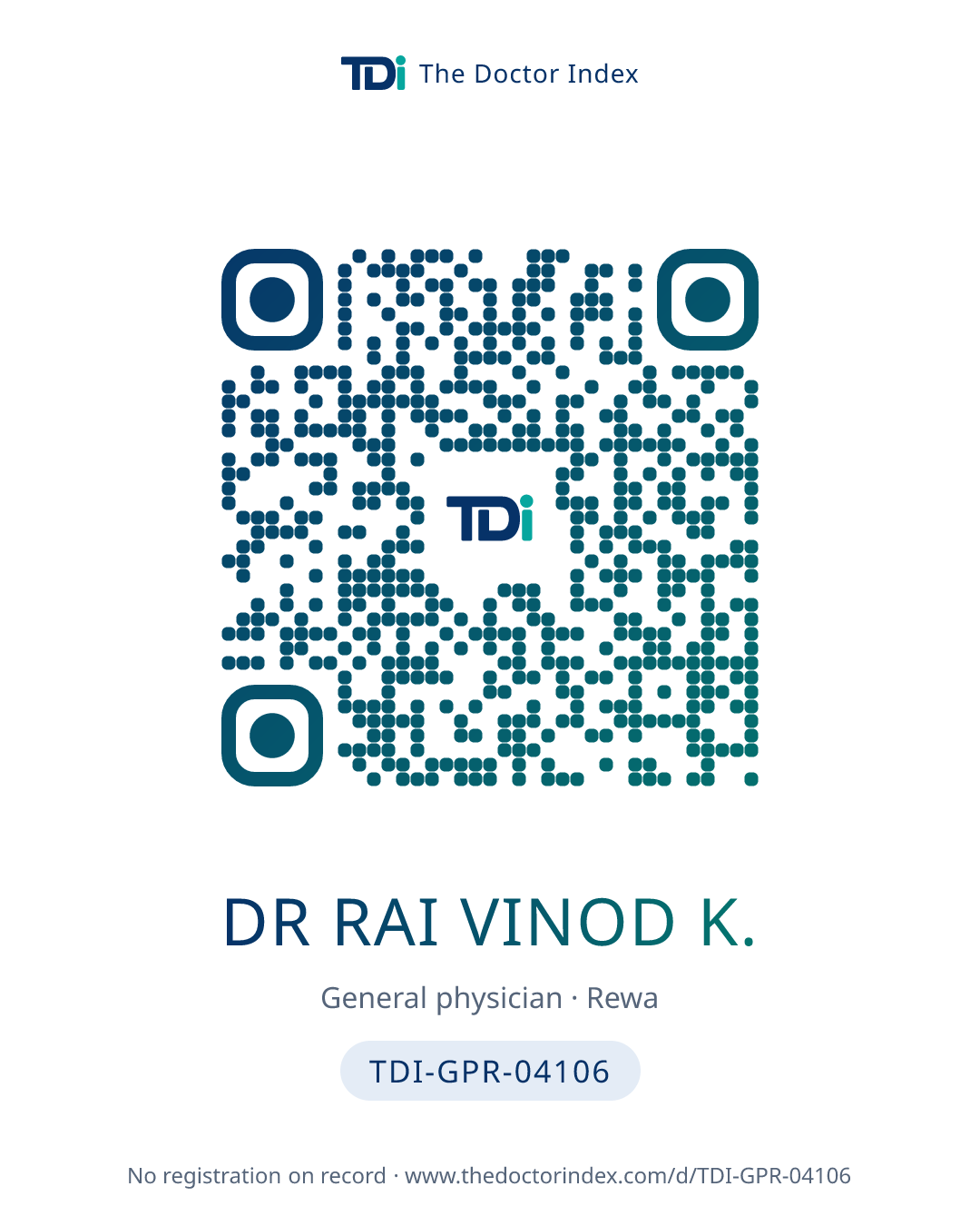 QR card for Dr Rai Vinod K., TDI-GPR-04106