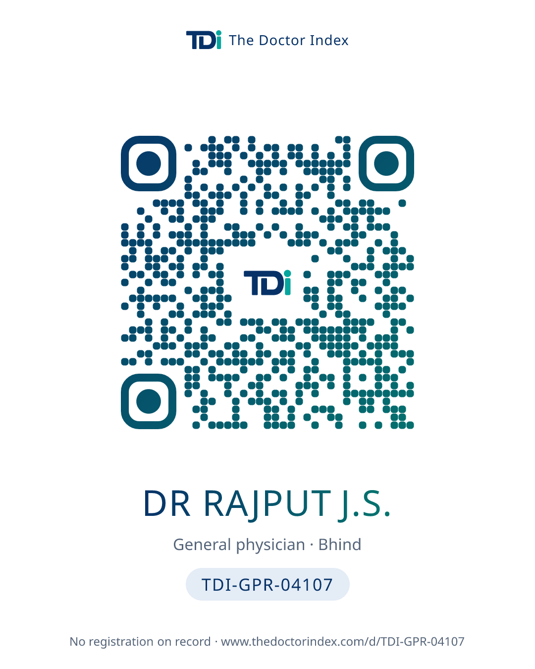 QR card for Dr Rajput J.S., TDI-GPR-04107