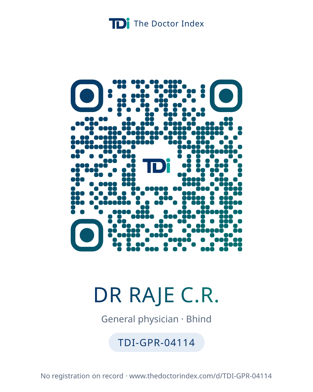 QR card for Dr Raje C.R., TDI-GPR-04114