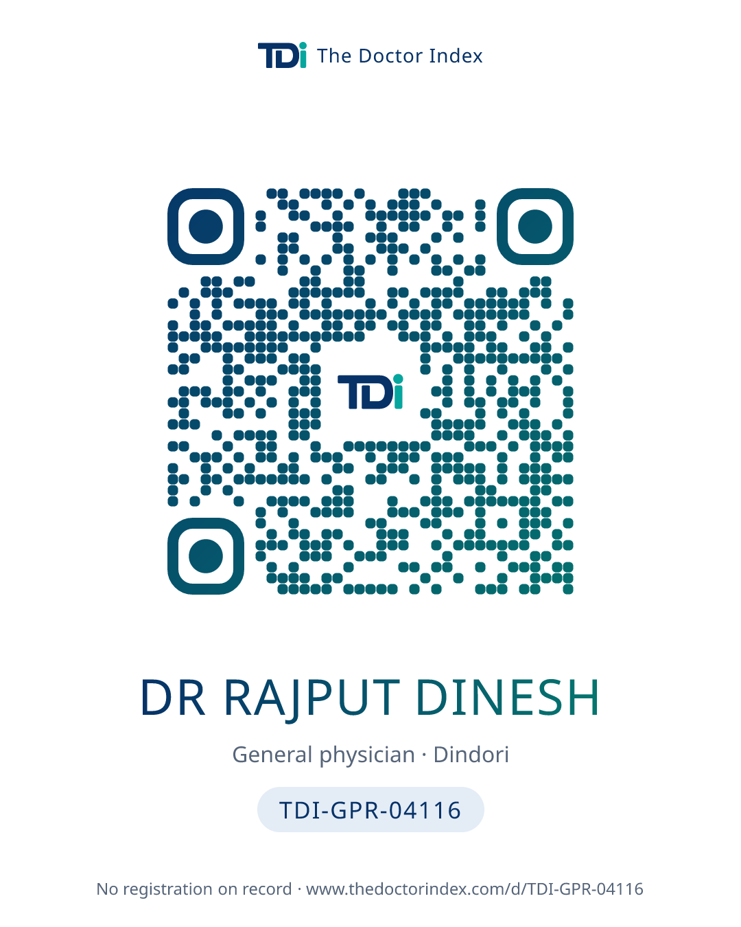 QR card for Dr Rajput Dinesh, TDI-GPR-04116