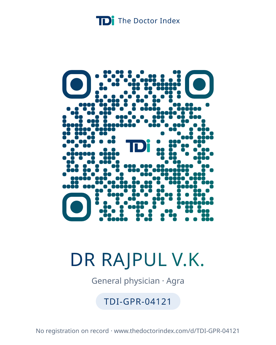 QR card for Dr Rajpul V.K., TDI-GPR-04121