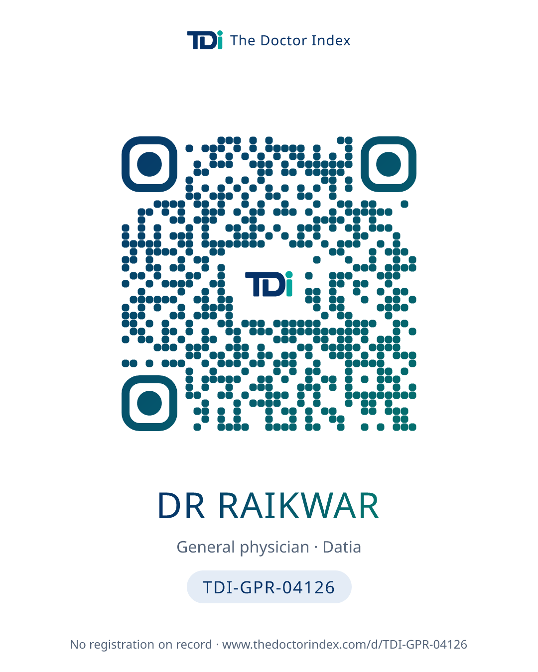 QR card for Dr Raikwar, TDI-GPR-04126