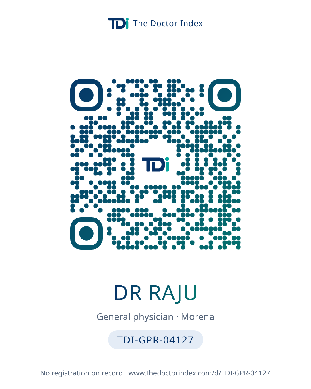QR card for Dr Raju, TDI-GPR-04127