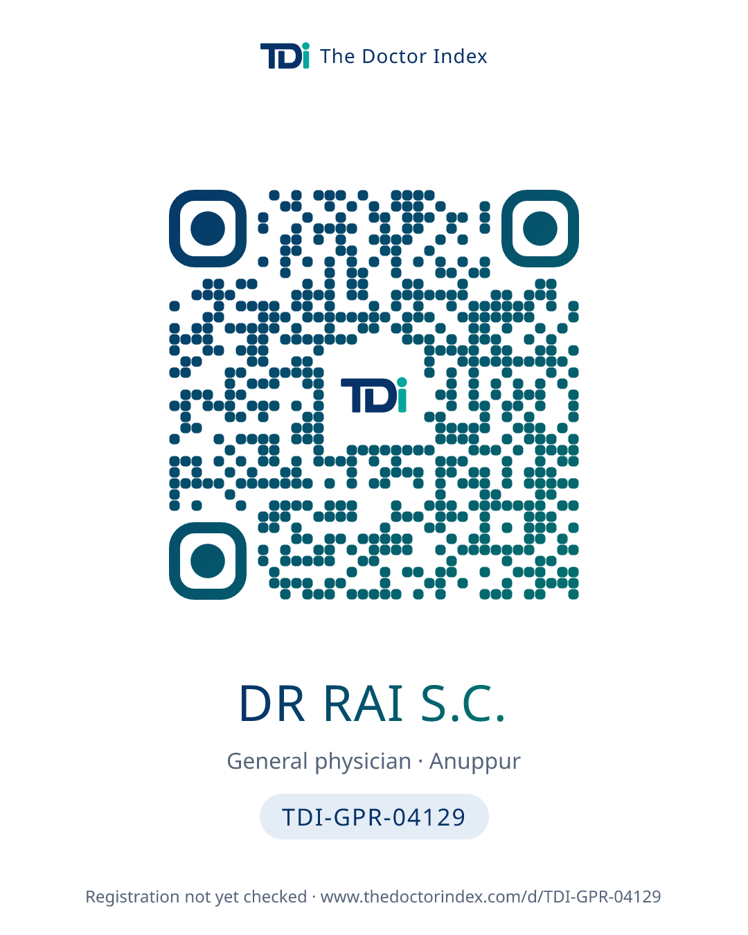 QR card for Dr Rai S.C., TDI-GPR-04129