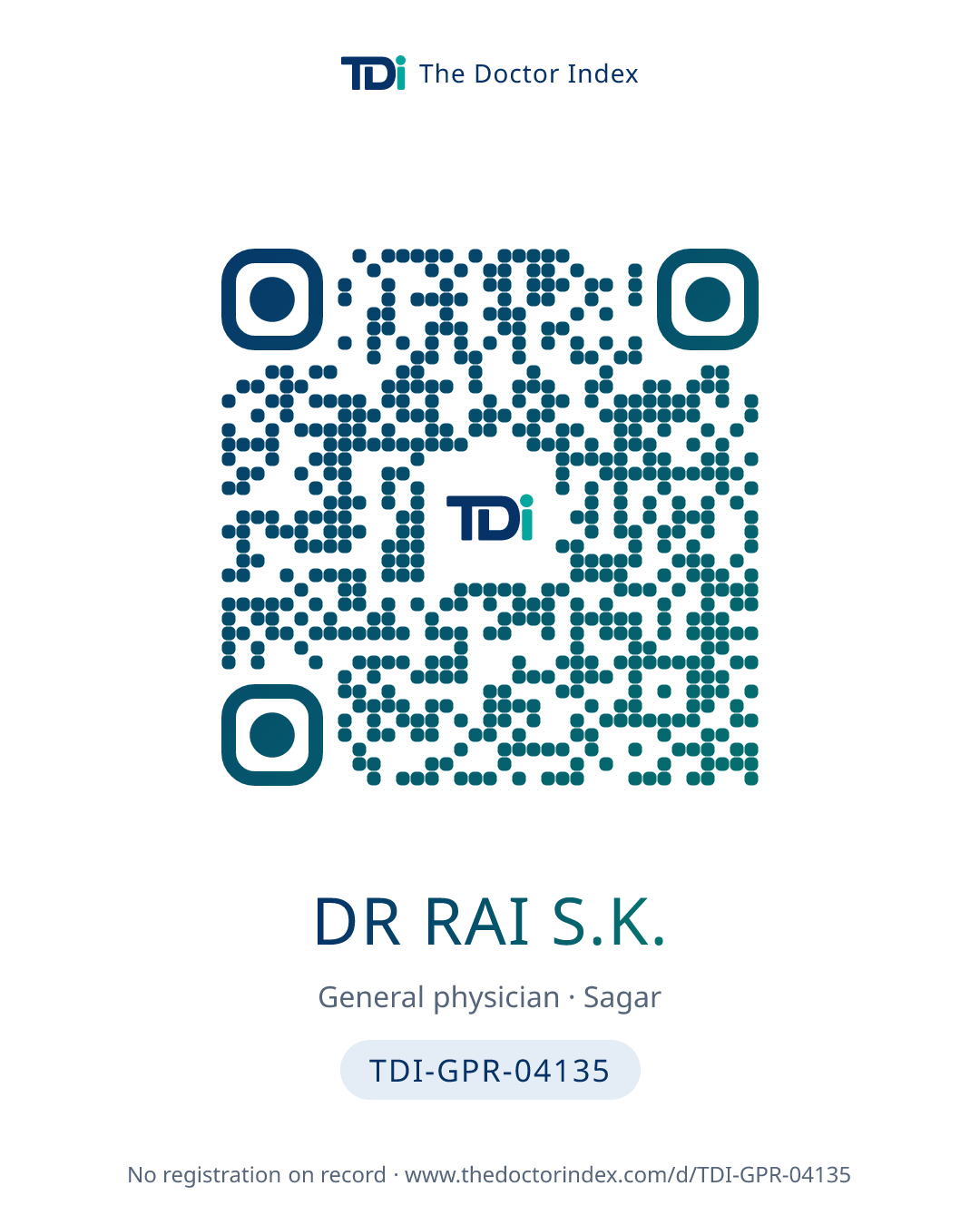 QR card for Dr Rai S.K., TDI-GPR-04135