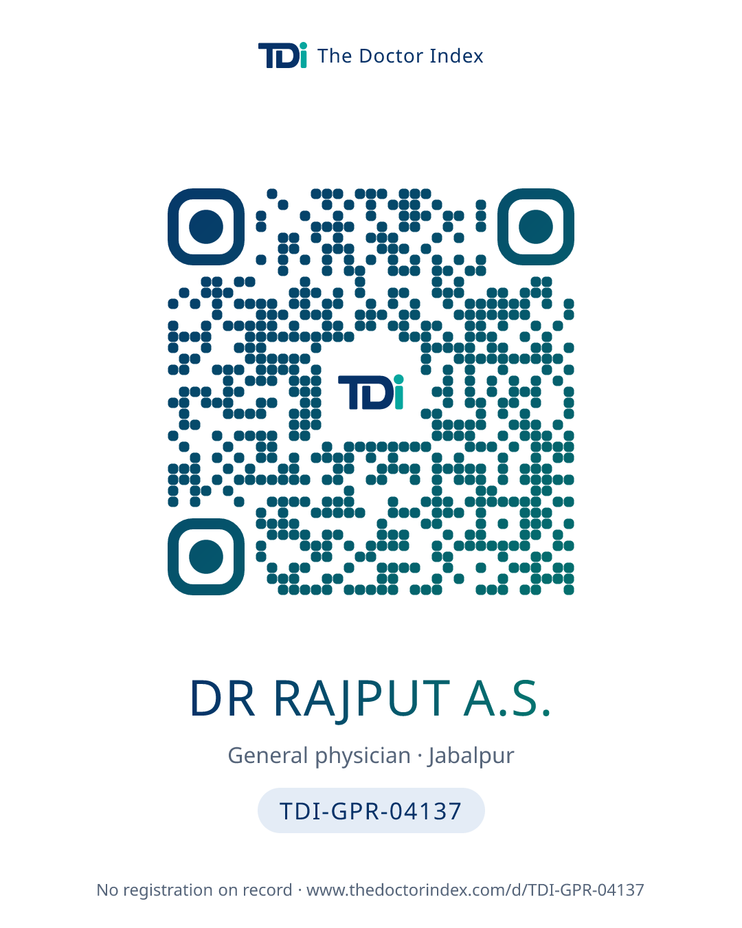 QR card for Dr Rajput A.S., TDI-GPR-04137