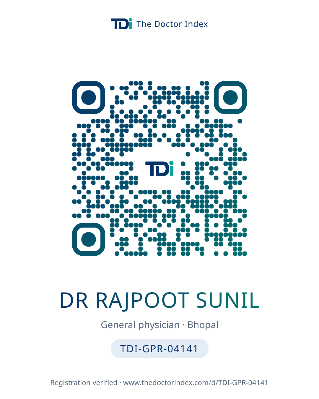 QR card for Dr Rajpoot Sunil, TDI-GPR-04141