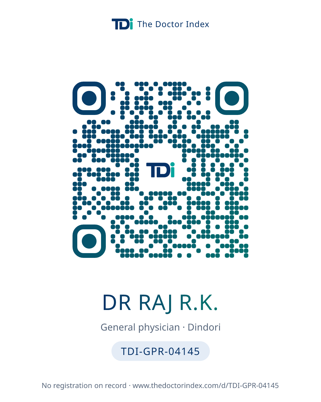 QR card for Dr Raj R.K., TDI-GPR-04145