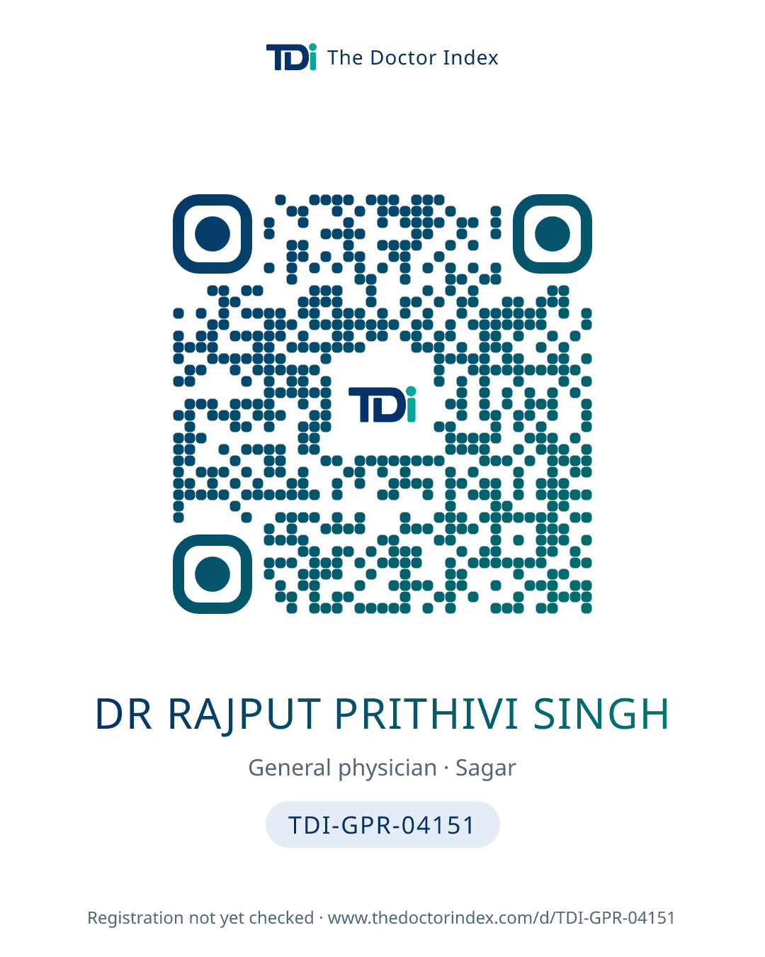 QR card for Dr Rajput Prithivi Singh, TDI-GPR-04151
