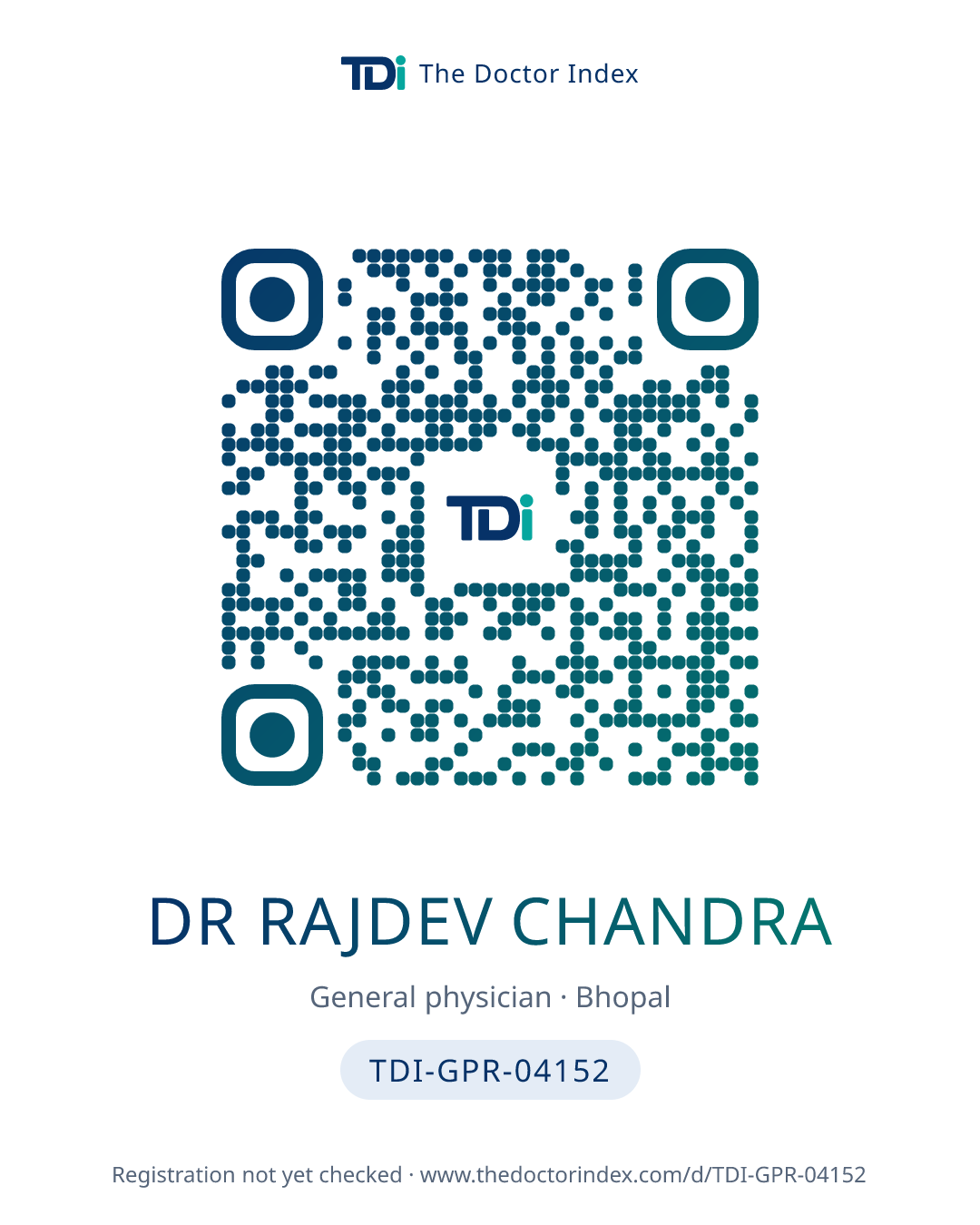 QR card for Dr Rajdev Chandra, TDI-GPR-04152