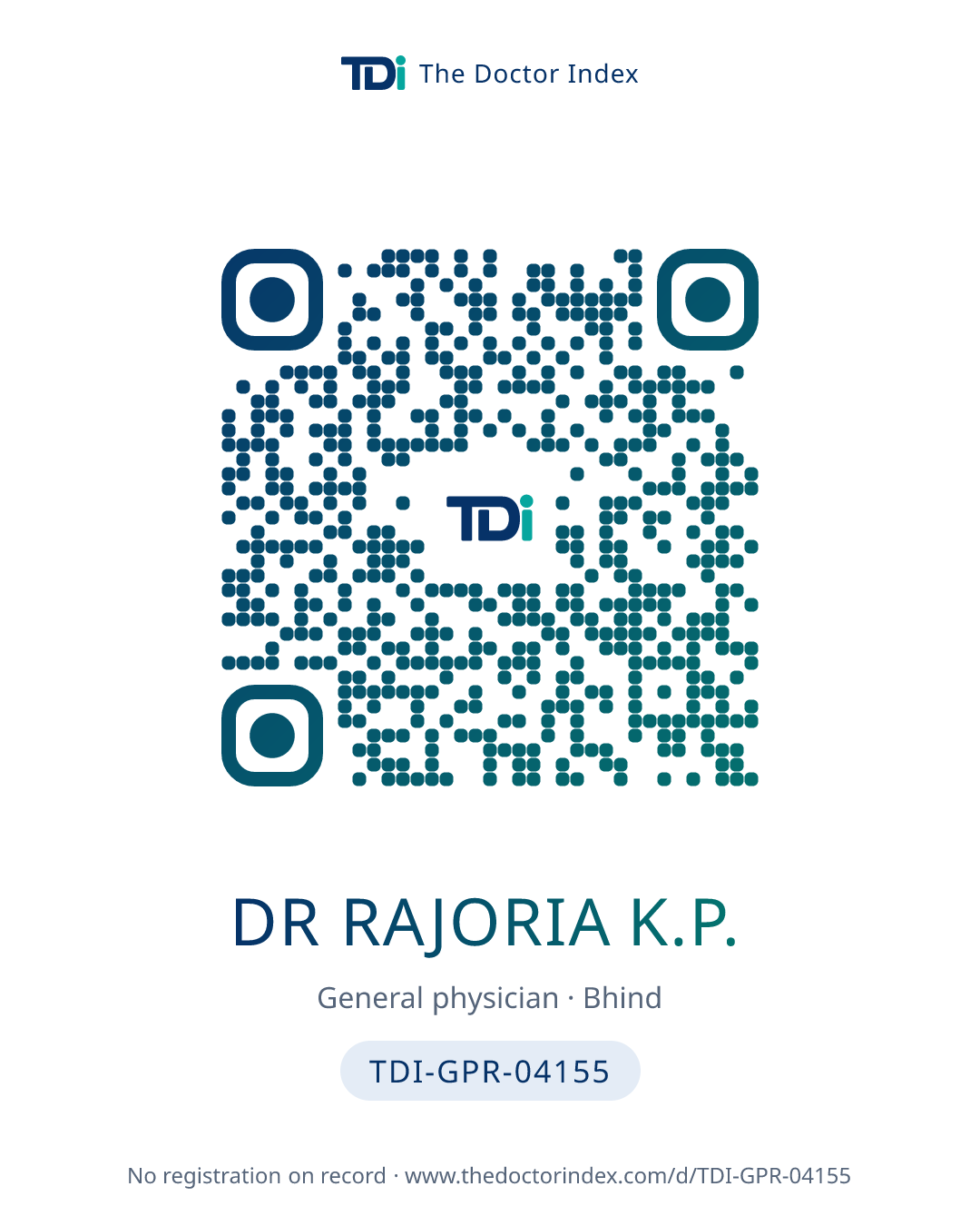 QR card for Dr Rajoria K.P., TDI-GPR-04155