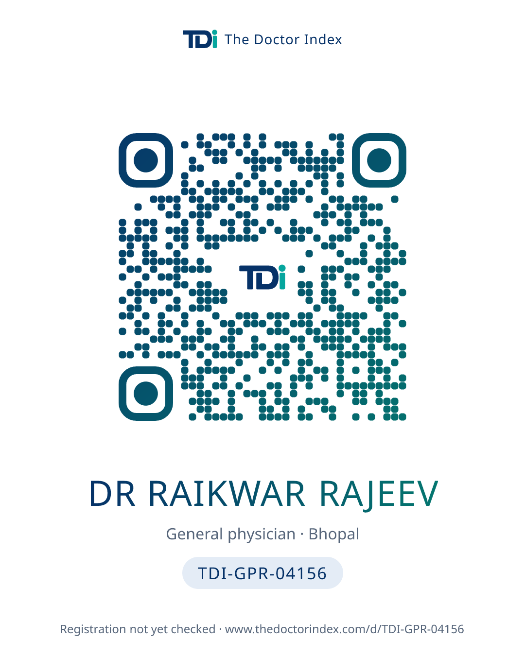 QR card for Dr Raikwar Rajeev, TDI-GPR-04156