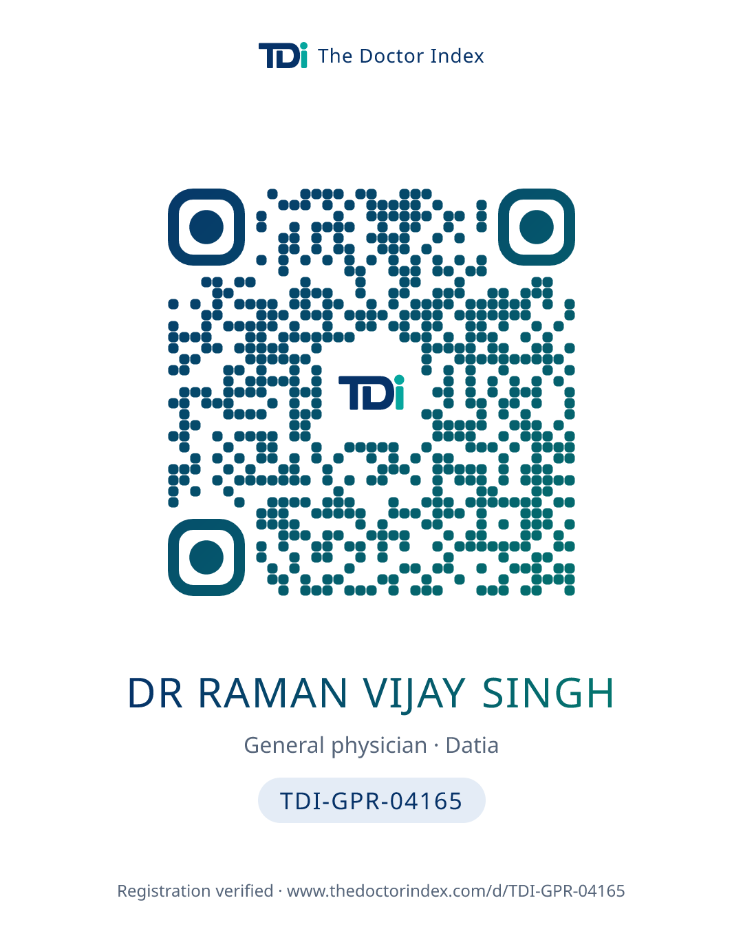 QR card for Dr Raman Vijay Singh, TDI-GPR-04165