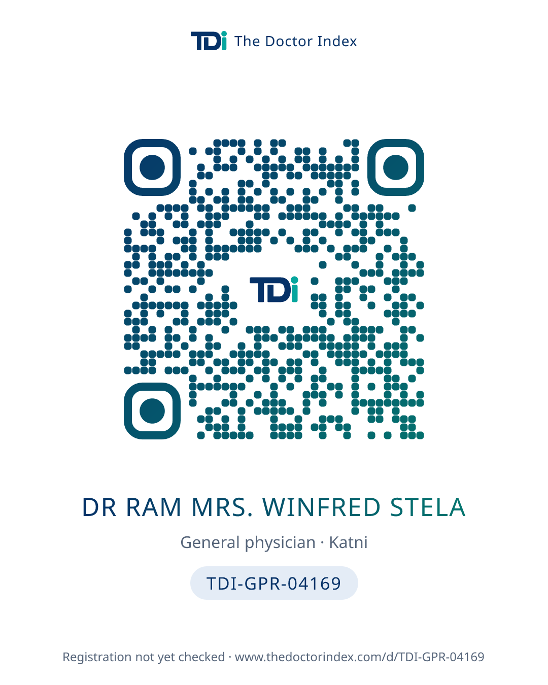 QR card for Dr Ram Mrs. Winfred Stela, TDI-GPR-04169