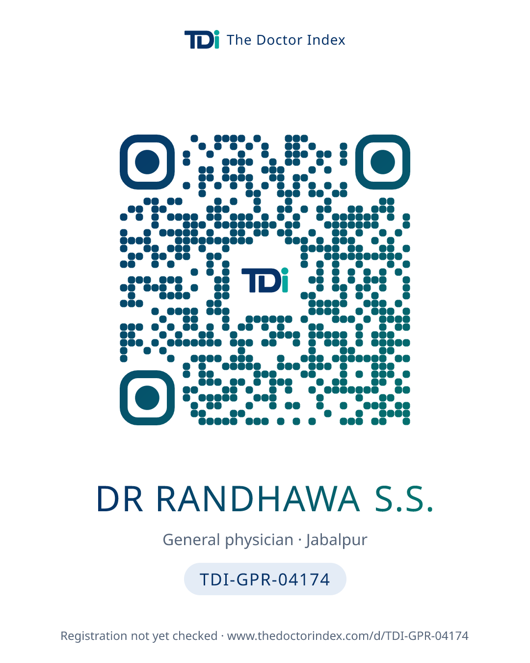 QR card for Dr Randhawa S.S., TDI-GPR-04174