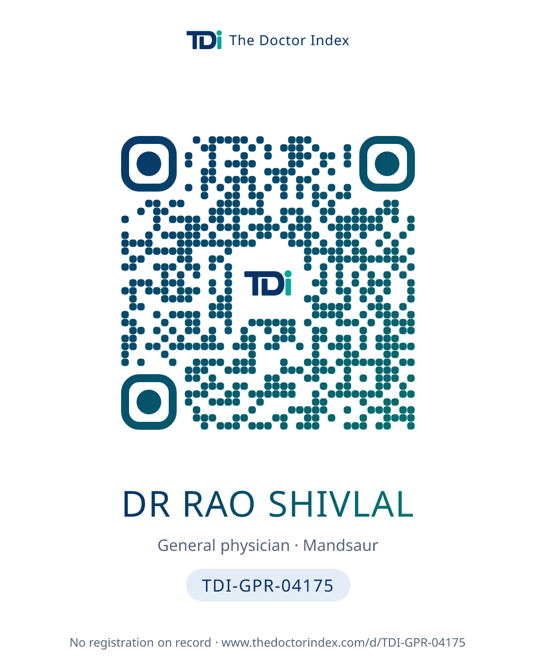 QR card for Dr Rao Shivlal, TDI-GPR-04175