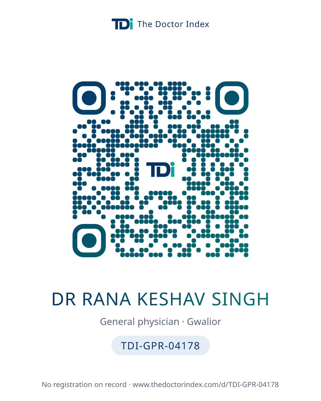 QR card for Dr Rana Keshav Singh, TDI-GPR-04178