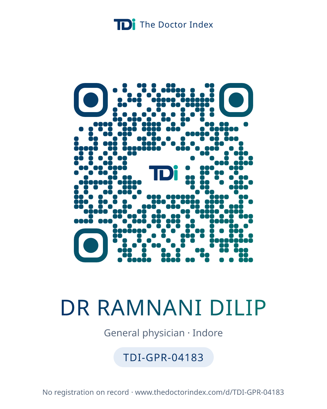 QR card for Dr Ramnani Dilip, TDI-GPR-04183