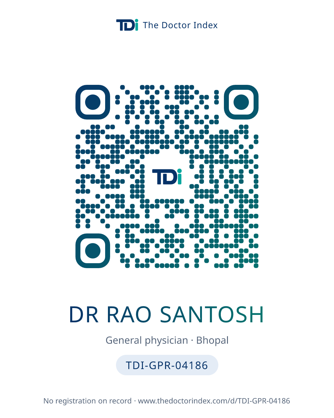 QR card for Dr Rao Santosh, TDI-GPR-04186
