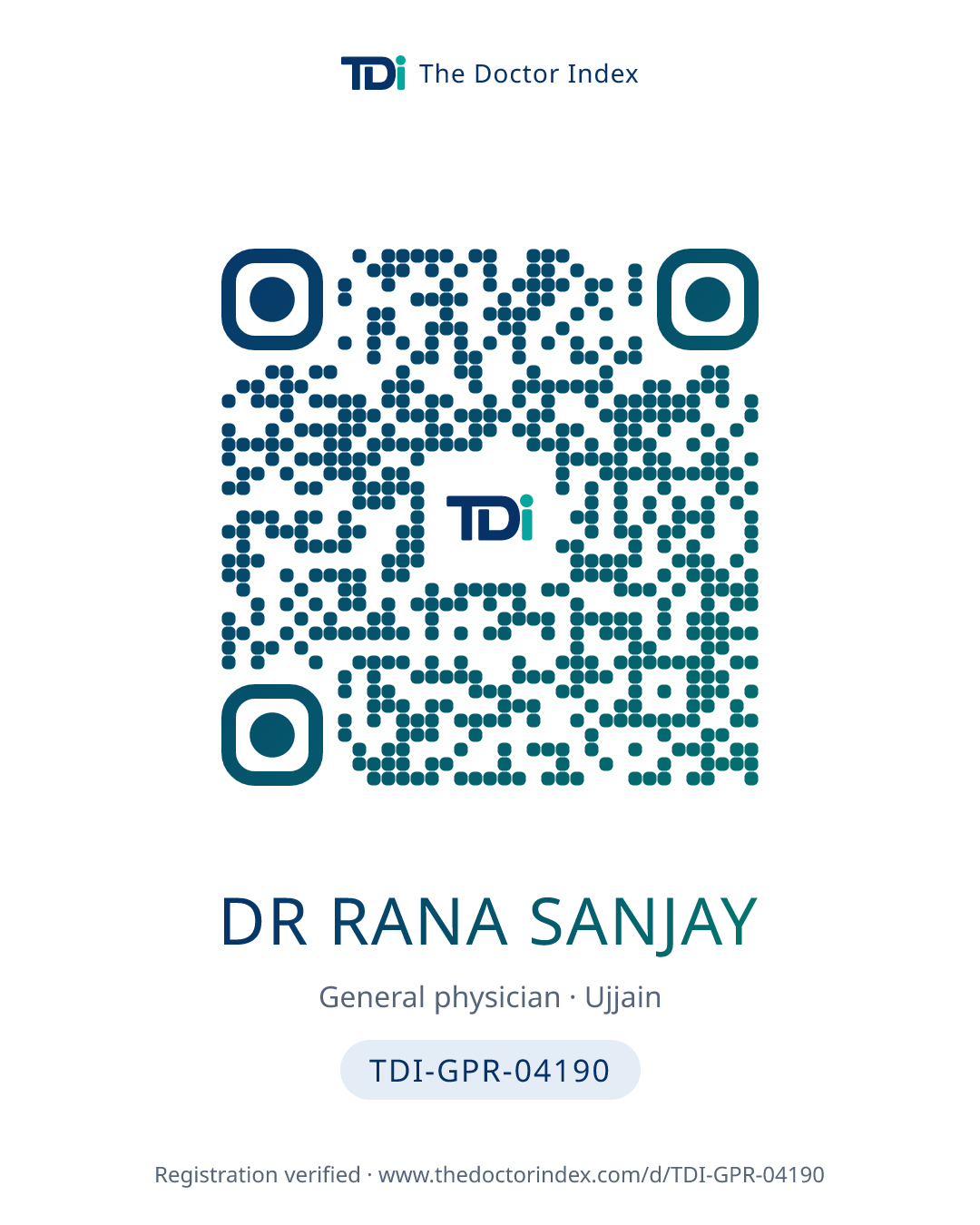 QR card for Dr Rana Sanjay, TDI-GPR-04190