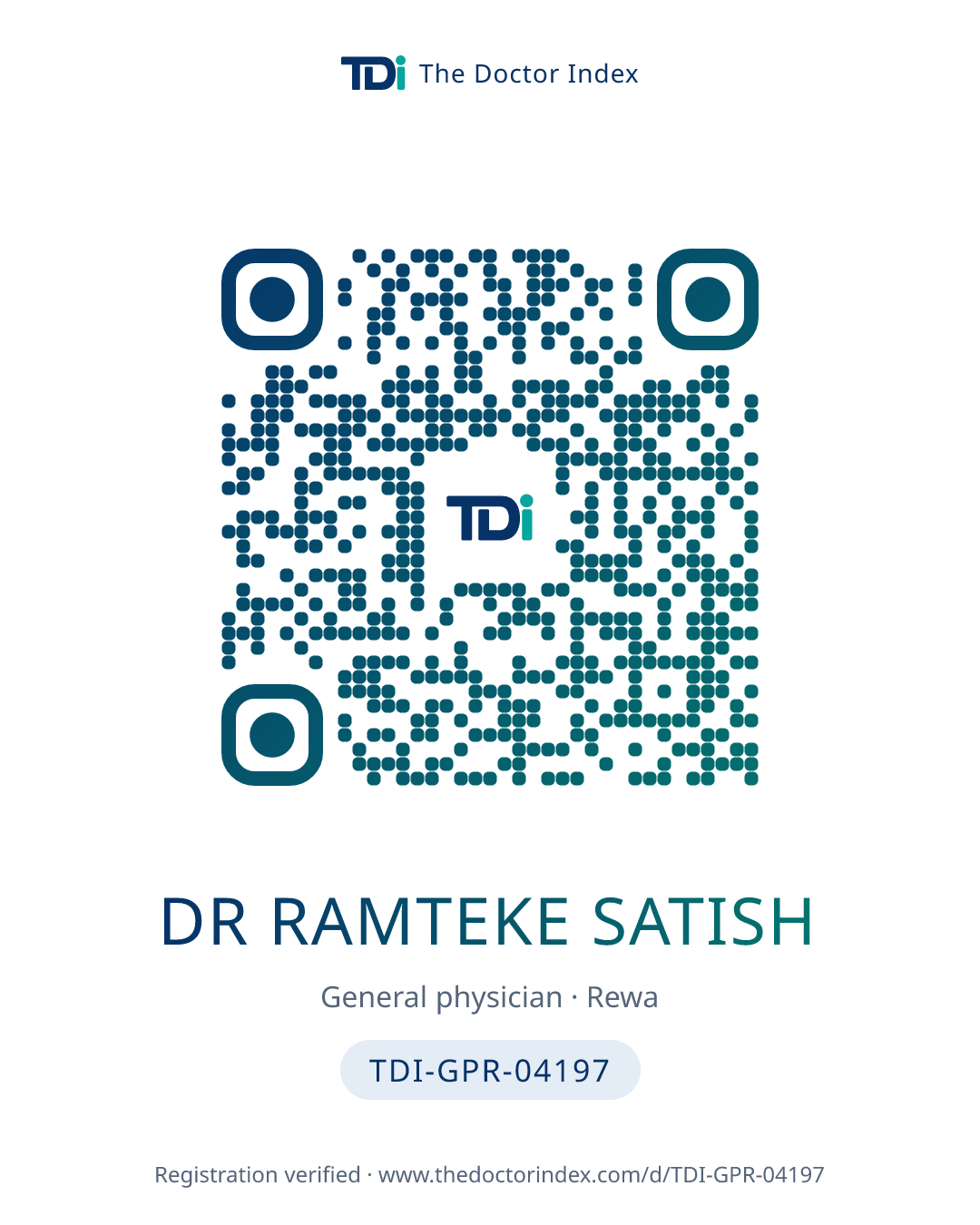 QR card for Dr Ramteke Satish, TDI-GPR-04197