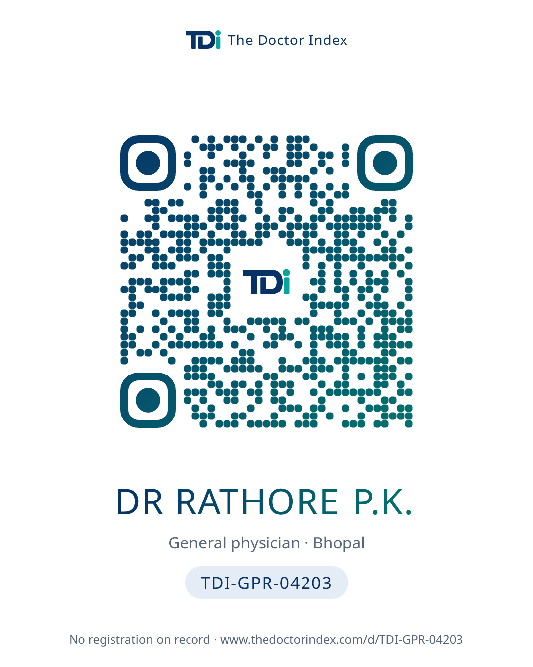 QR card for Dr Rathore P.K., TDI-GPR-04203