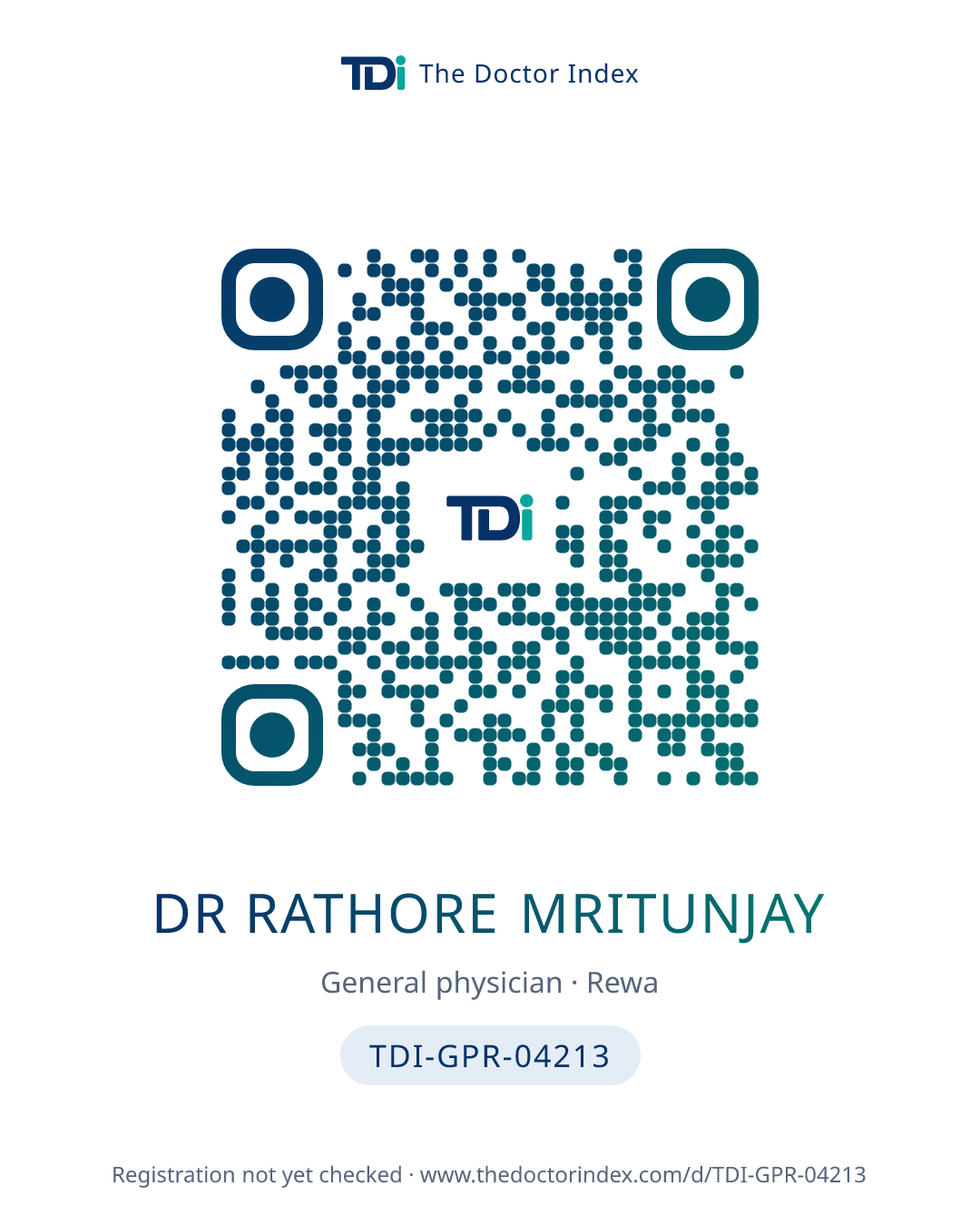 QR card for Dr Rathore Mritunjay, TDI-GPR-04213