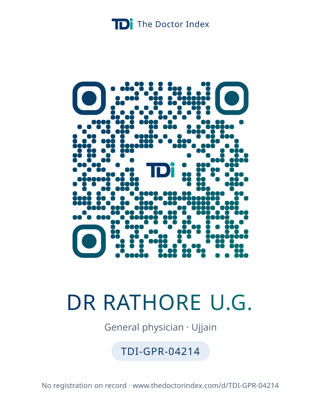 QR card for Dr Rathore U.G., TDI-GPR-04214