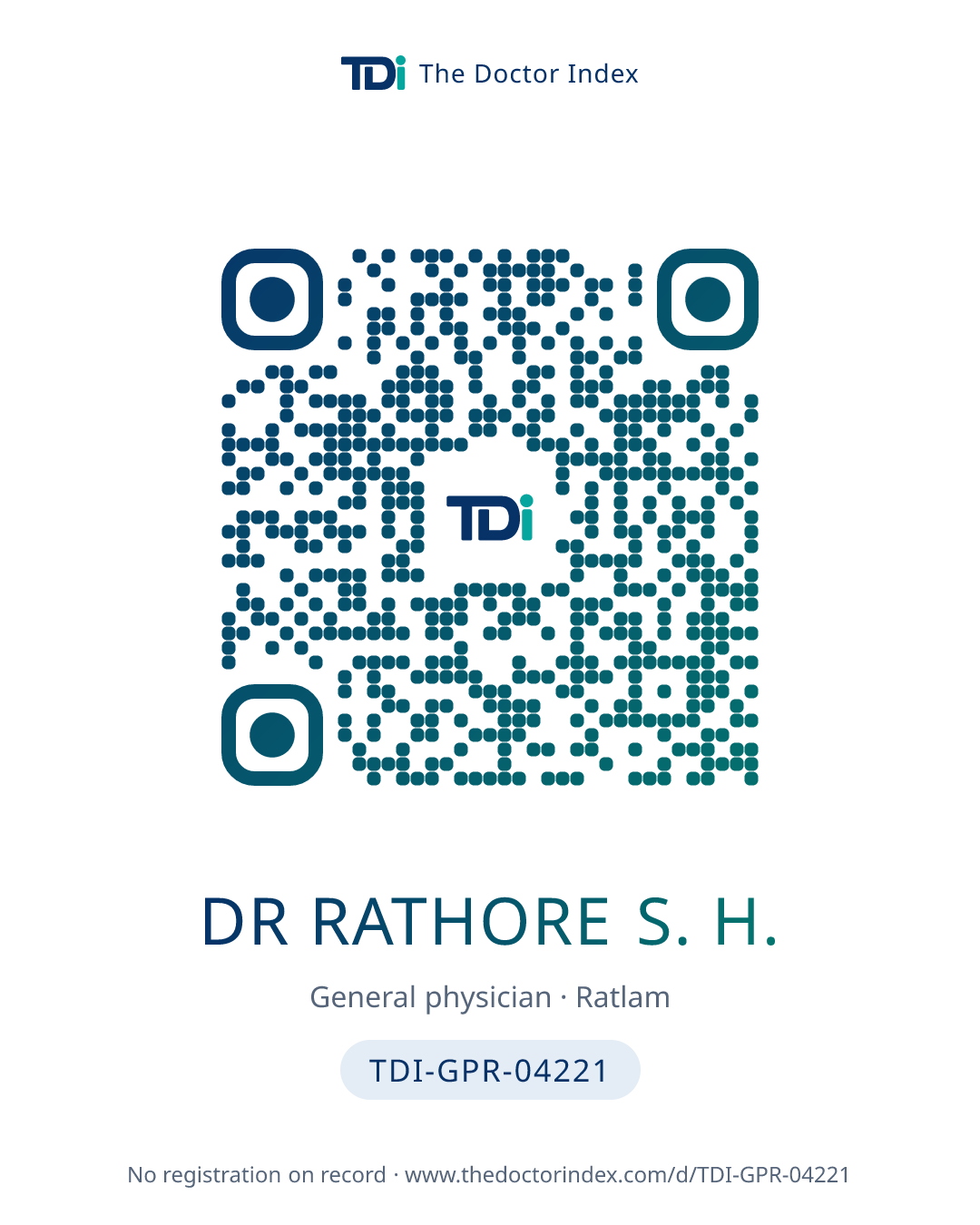 QR card for Dr Rathore S. H., TDI-GPR-04221