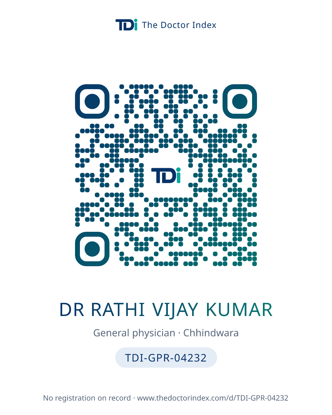 QR card for Dr Rathi Vijay Kumar, TDI-GPR-04232