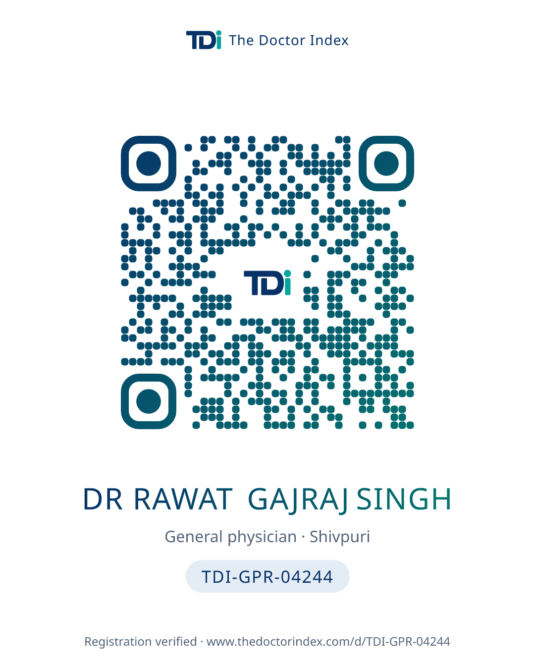 QR card for Dr Rawat Gajraj Singh, TDI-GPR-04244