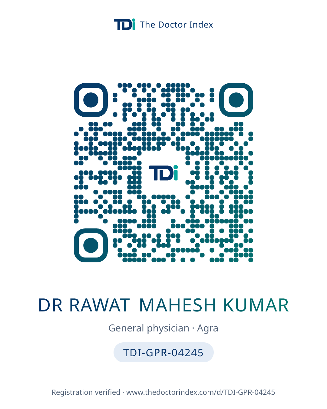 QR card for Dr Rawat Mahesh Kumar, TDI-GPR-04245